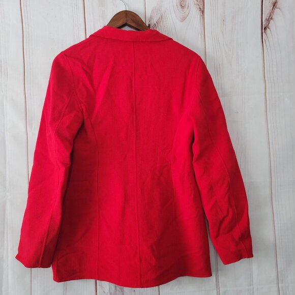 Dana Buchman 100% Wool Button Closure, Women’s 8, Red Blazer 2 front pockets - Picture 3 of 8